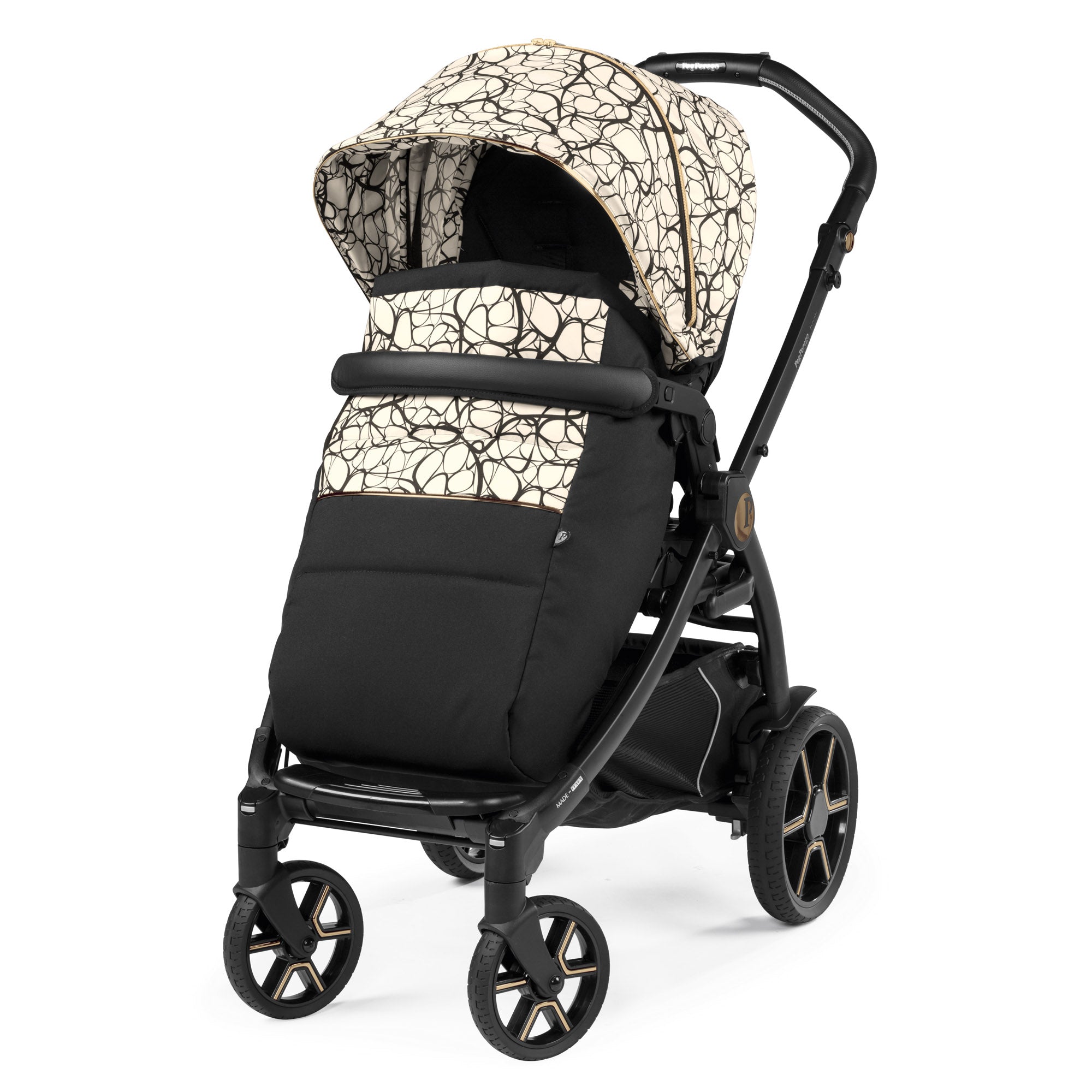 Carucior 3 in 1 Peg Perego Book, SLK, 0 - 22 kg, Graphic Gold, Negru / Bej
