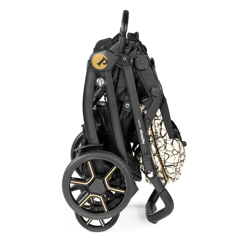 Carucior 3 in 1 Peg Perego Book, SLK, 0 - 22 kg, Graphic Gold, Negru / Bej