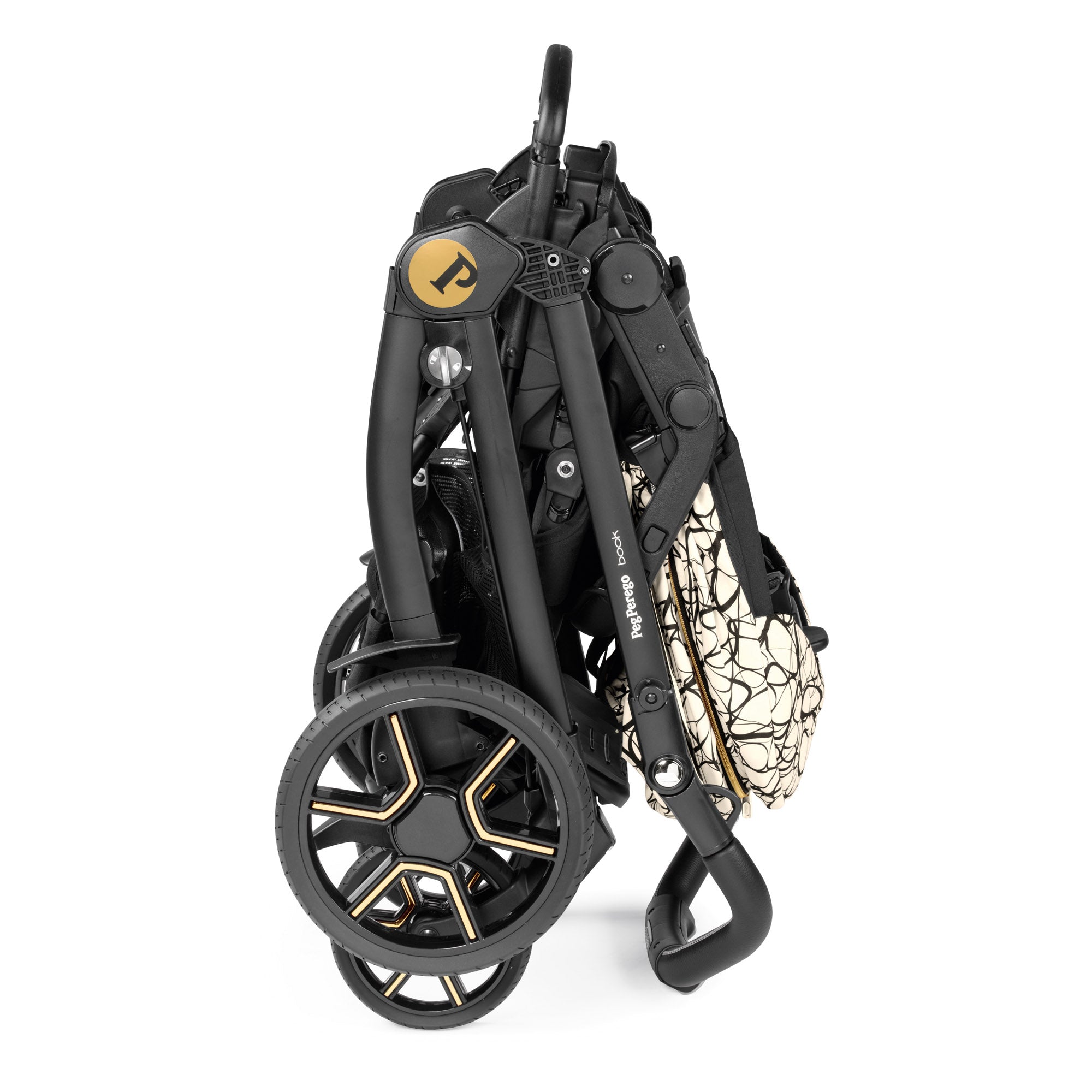 Carucior 3 in 1 Peg Perego Book, SLK, 0 - 22 kg, Graphic Gold, Negru / Bej