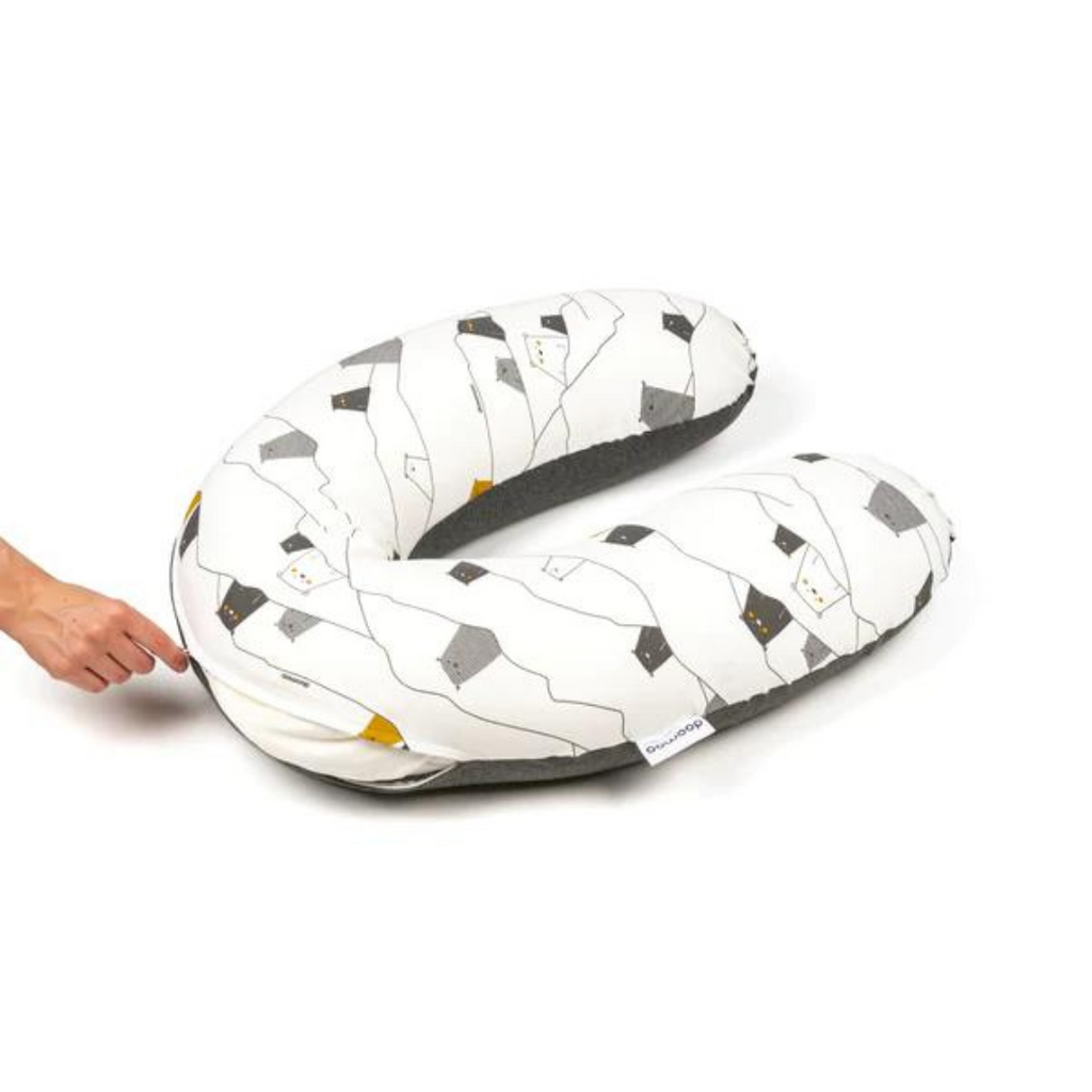 Doomoo - Perna mare pentru gravide si bebelusi 3 in 1, bumbac organic Buddy Bear Grey