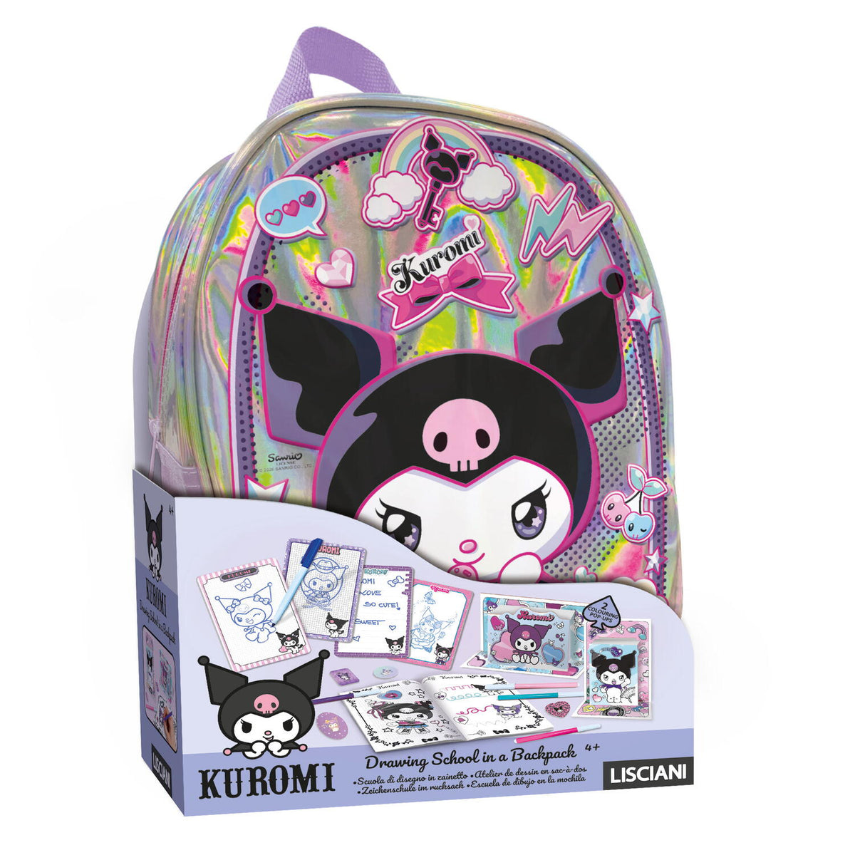 LISCIANI Kit creatie cu ghiozdane Kuromi 4 ani+ plastic poliester tablite reutilizabile si markere