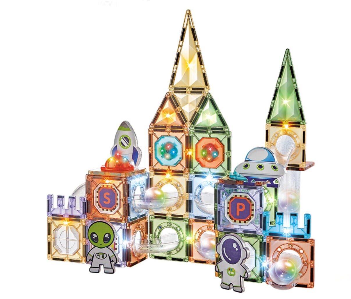 Labirintul meu magnetic cu lumini - In spatiu 100 piese (7.5 cm)