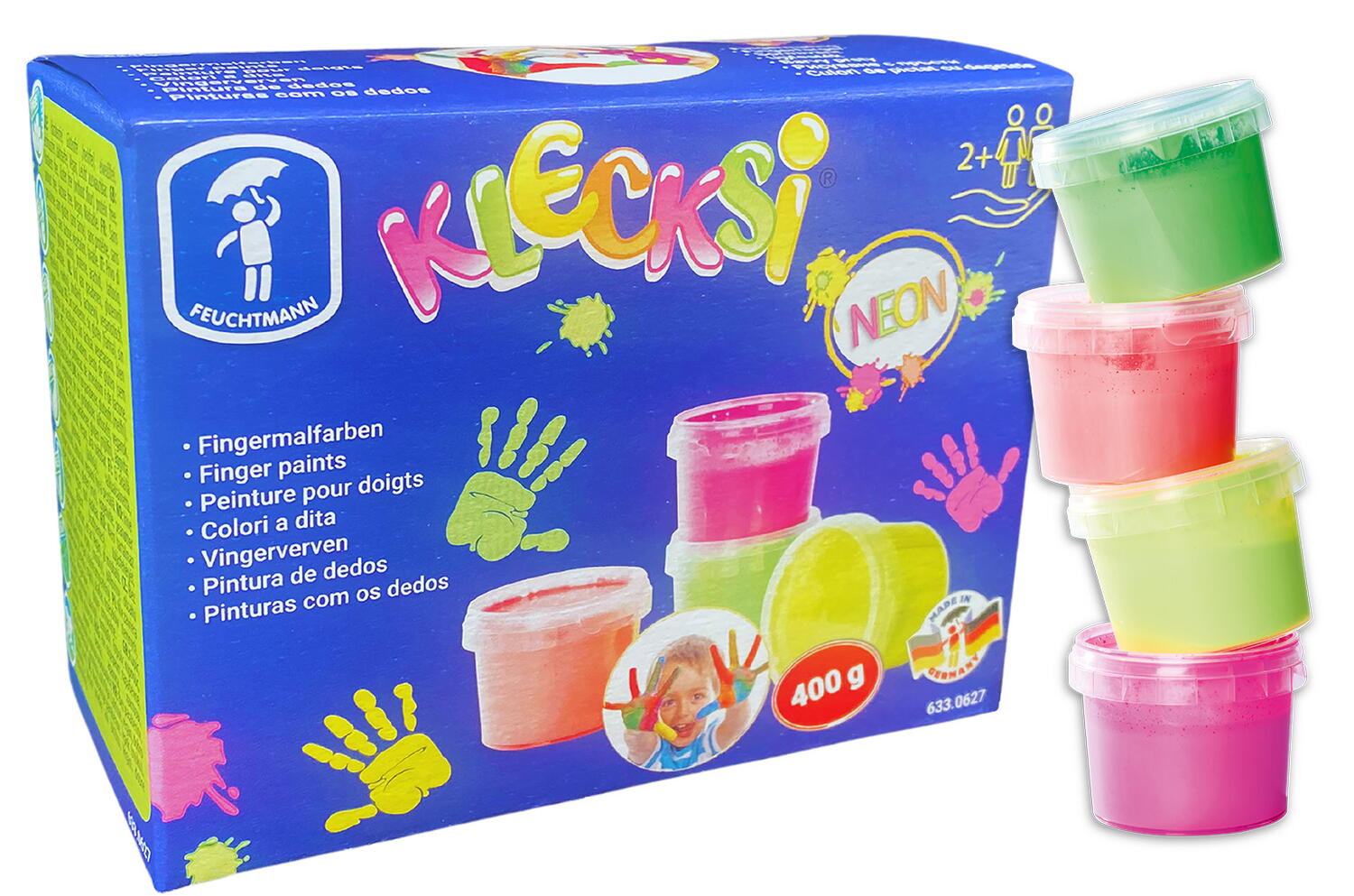Vopsea pentru pictura cu degetele - 4 culori neon