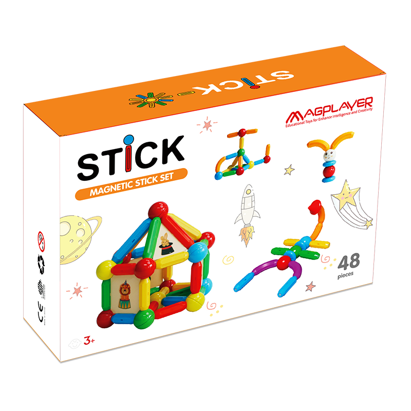 Set de constructie magnetic - STICK (48 piese)
