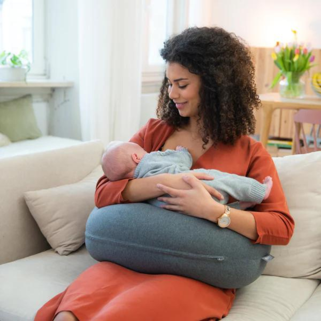 Doomoo - Perna mare pentru gravide si bebelusi 3 in 1, bumbac organic Buddy Chine Anthracite