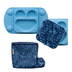 Set farfurie diversificare & gentuta gustare (albastru)