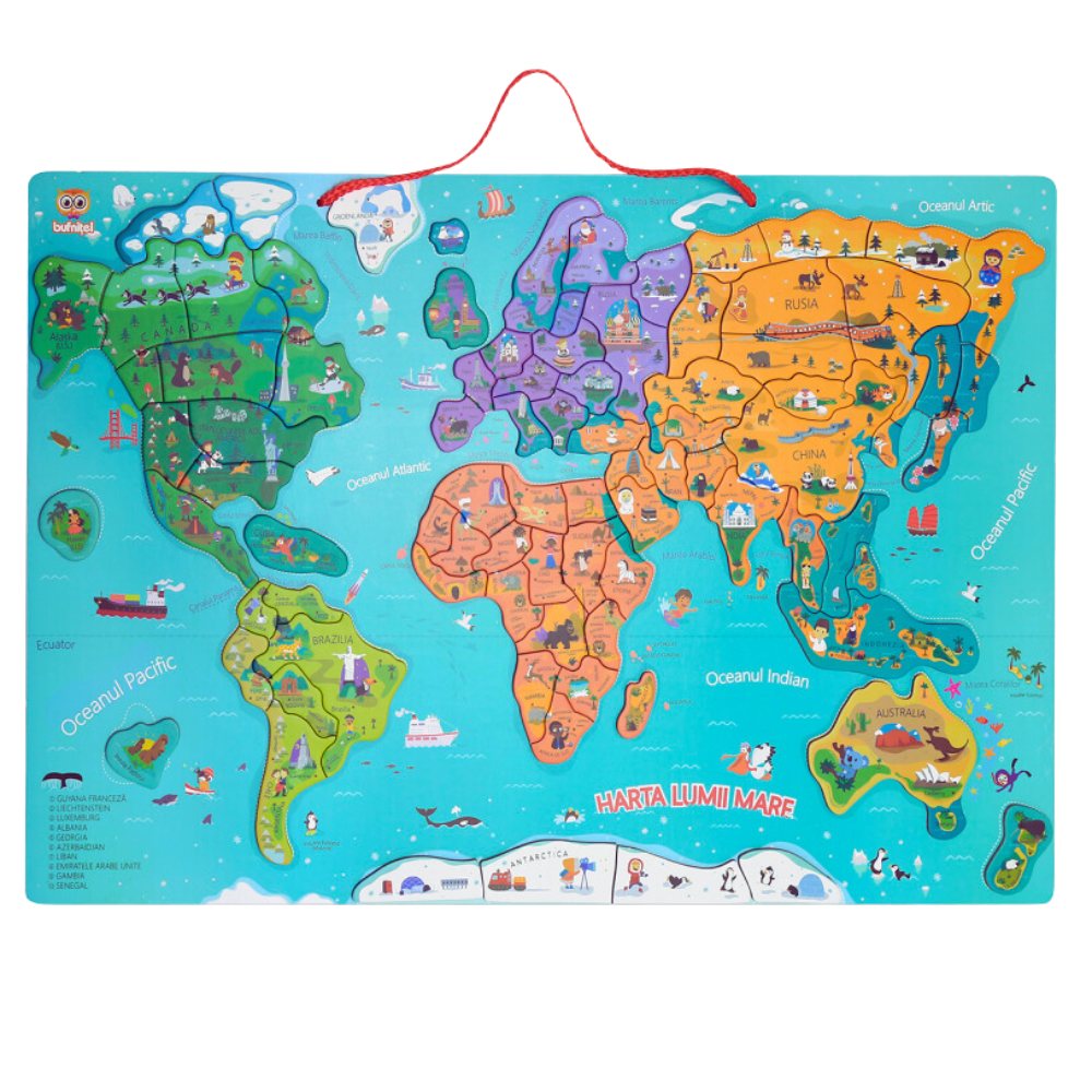 Harta mare a lumii - puzzle magnetic (lb.romana)