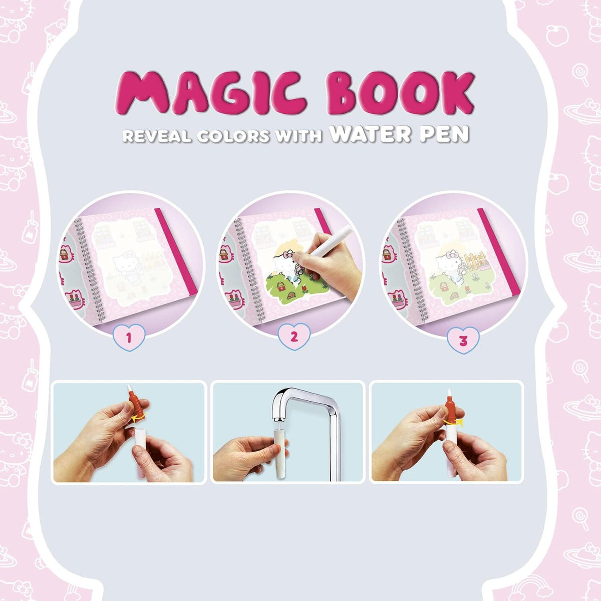 Waterbook: Carte de colorat cu apa - Hello Kitty