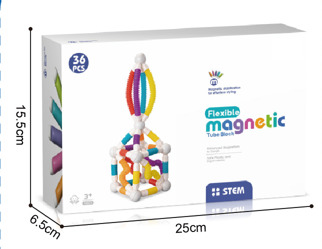 Set de constructie magnetic cu tuburi flexibile (36 piese)