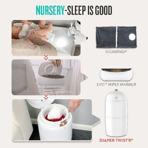 Prince Lionheart Nappy Twist'R White Airtight Bin for Dirty Nappies