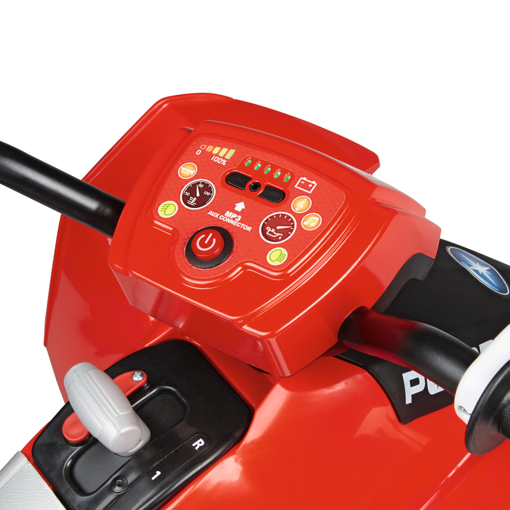 ATV Peg Perego Polaris Outlaw 330 W, 12V, 3 ani+, Negru / Rosu