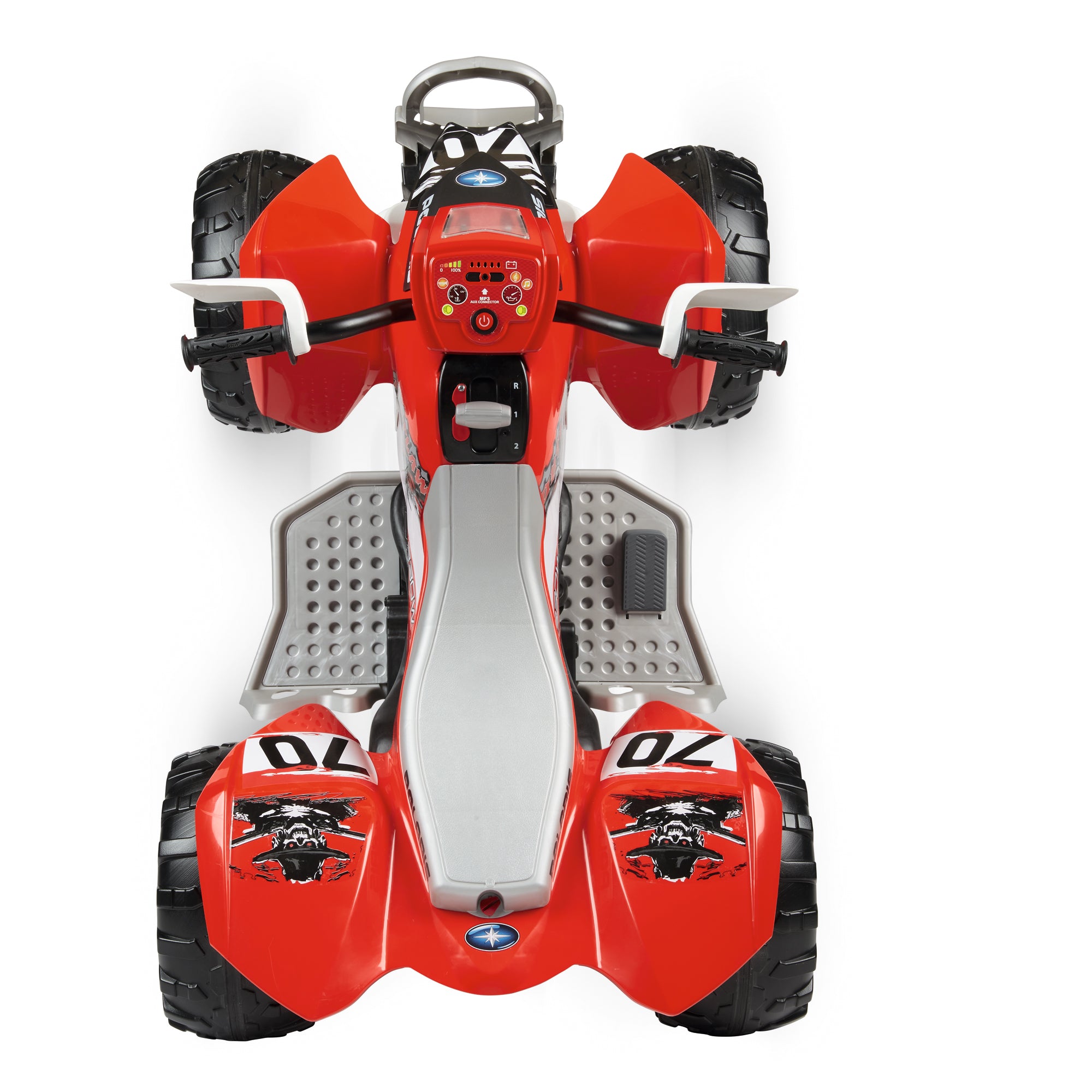 ATV Peg Perego Polaris Outlaw 330 W, 12V, 3 ani+, Negru / Rosu