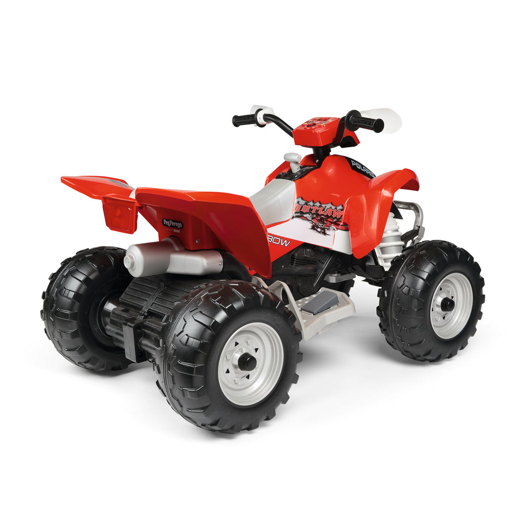ATV Peg Perego Polaris Outlaw 330 W, 12V, 3 ani+, Negru / Rosu