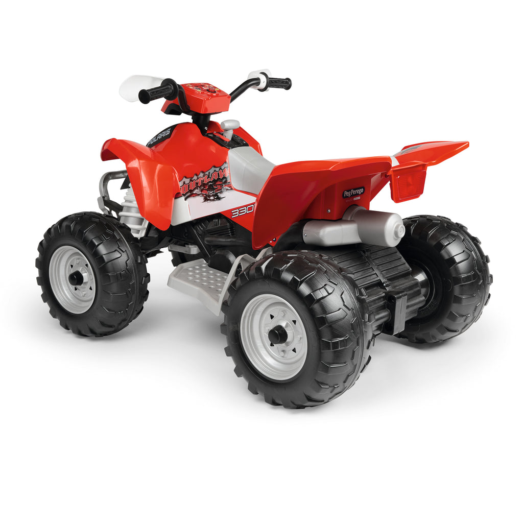 ATV Peg Perego Polaris Outlaw 330 W, 12V, 3 ani+, Negru / Rosu
