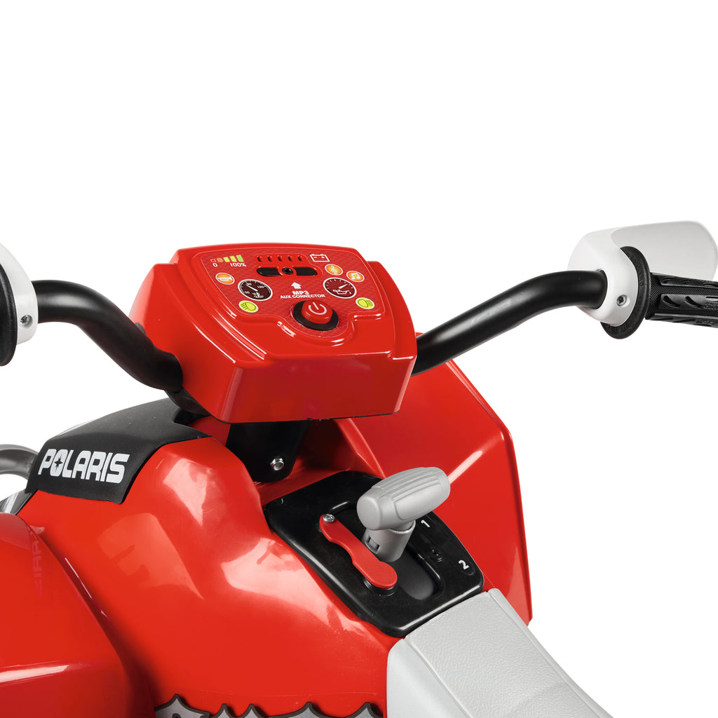 ATV Peg Perego Polaris Outlaw 330 W, 12V, 3 ani+, Negru / Rosu