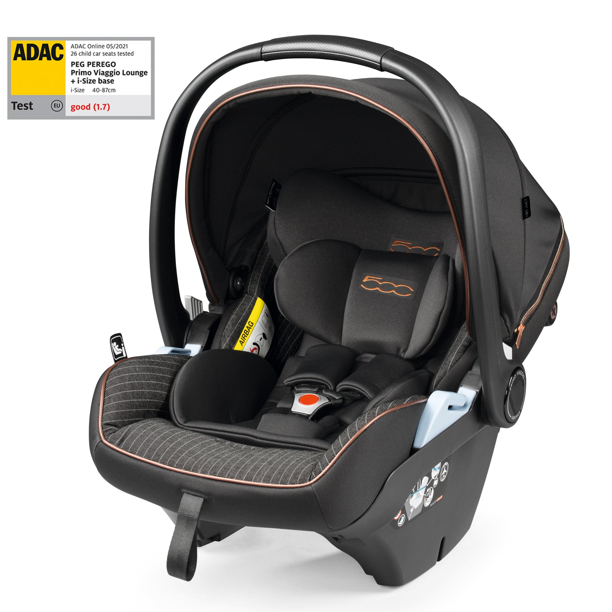 Scaun Auto Peg Perego, Primoviaggio Lounge 500, 40 - 87 cm, 0-13 kg, Negru/Gri