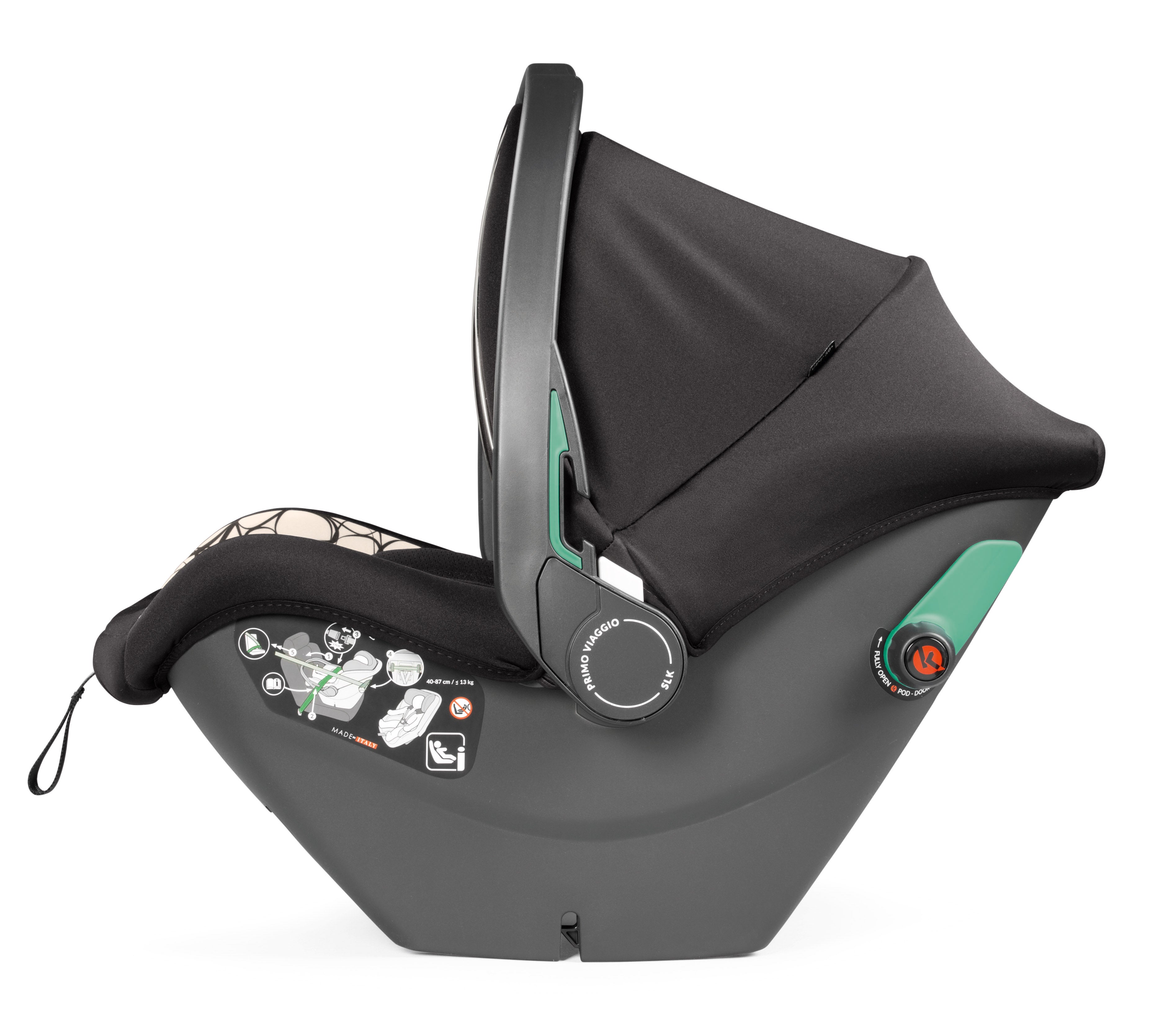 Scaun Auto, Peg Perego, i-size Primoviaggio SLK, 0-13 kg, 500, Graphic Gold, Alb/Negru
