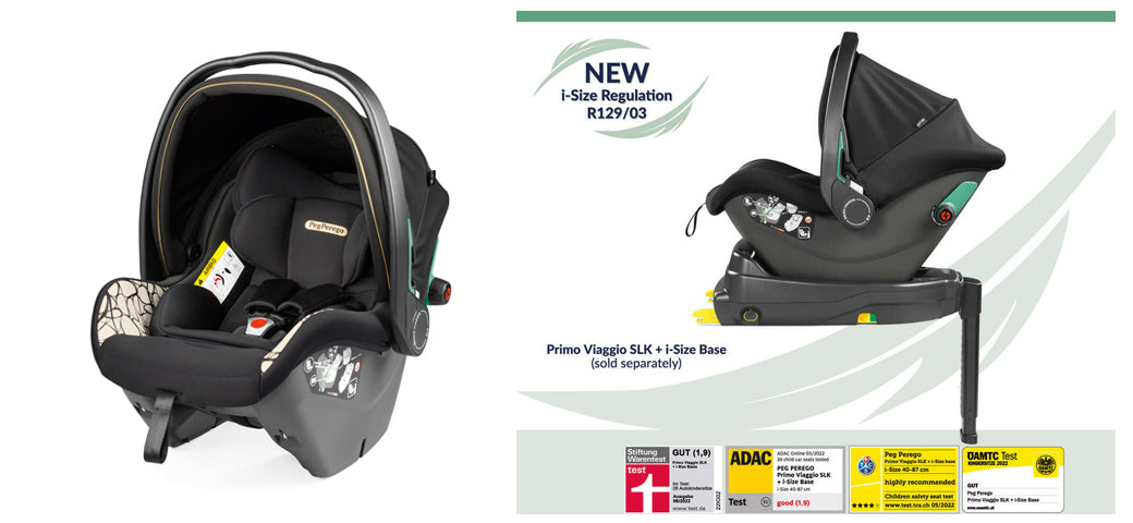 Scaun Auto, Peg Perego, i-size Primoviaggio SLK, 0-13 kg, 500, Graphic Gold, Alb/Negru