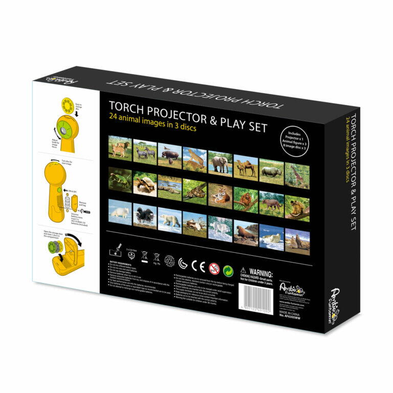 Set proiector tip lanterna & 3 figurine - Animalute