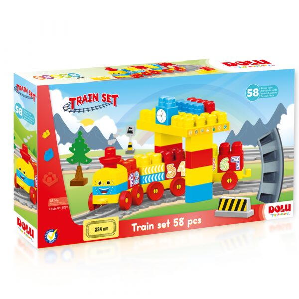 Set de constructii cu trenulet - 58 piese