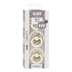 BIBS x Liberty - Set 3 suzete Colour Latex, tetina rotunda, simetrica & anatomica 0 luni + Ivory Eloise