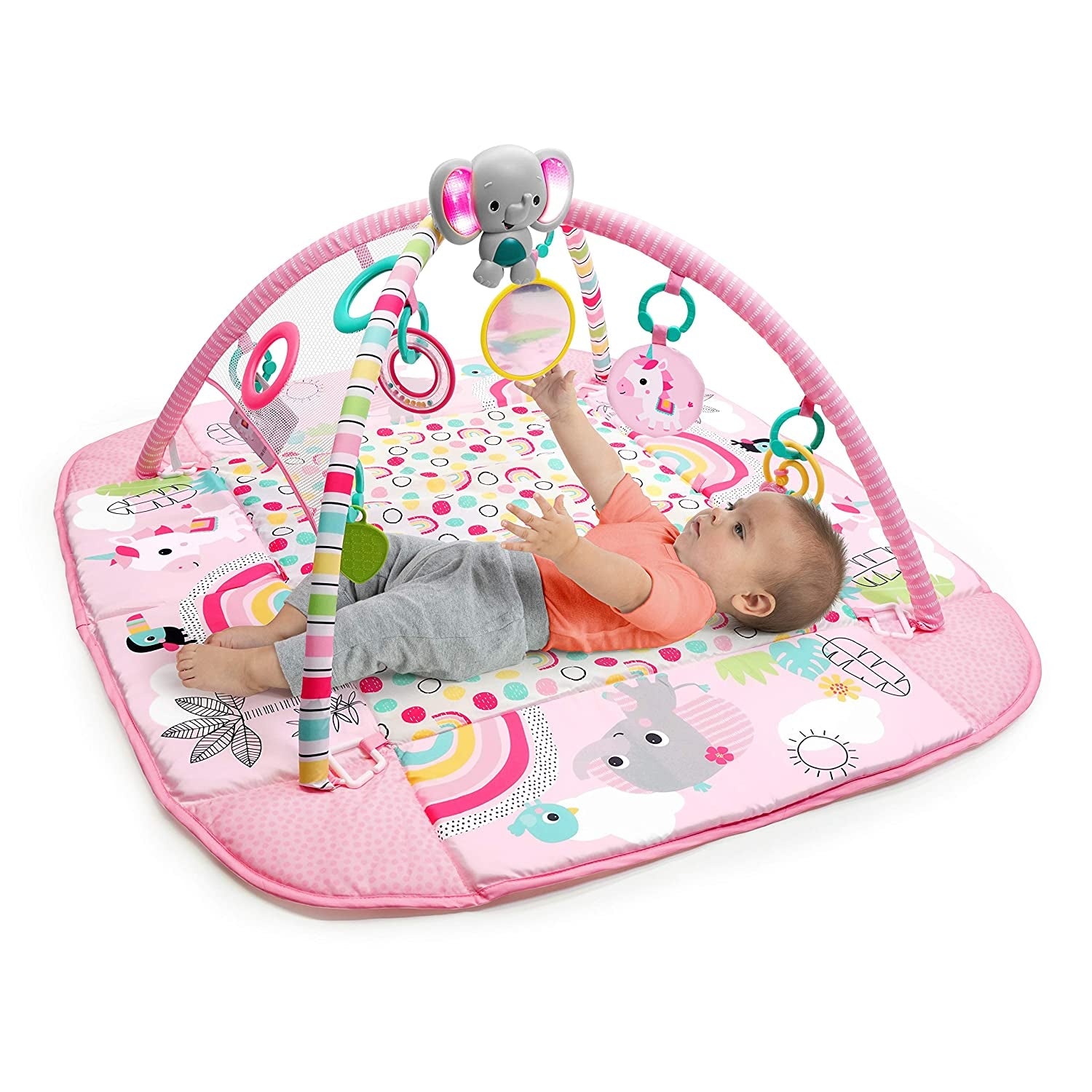 Bright Starts - Salteluta de activitati 5 in 1 Gym & Ball Pit Rainbow Tropics