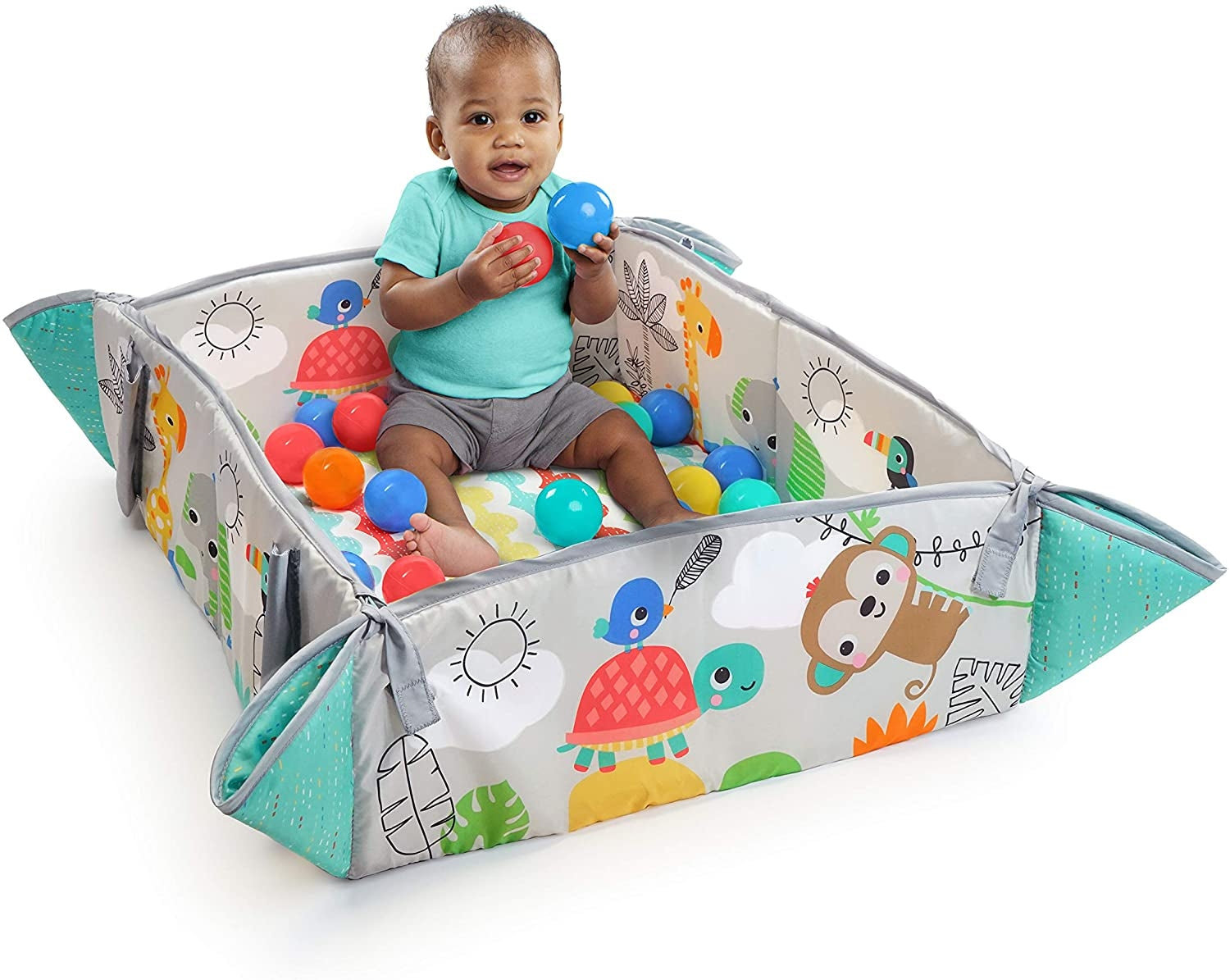Bright Starts - Salteluta de activitati 5 in 1 Gym & Ball Pit Totally Tropical