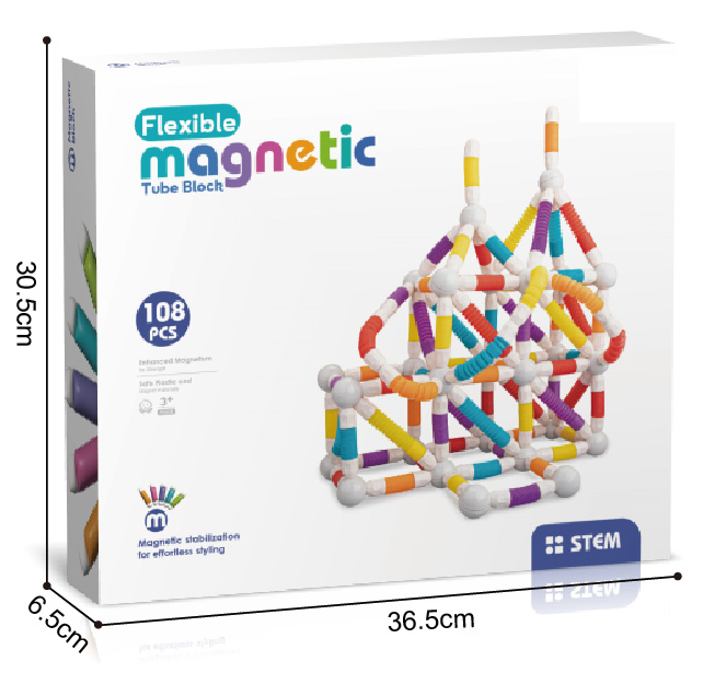 Set de constructie STEM magnetic -  Tuburi flexibile (108 piese)