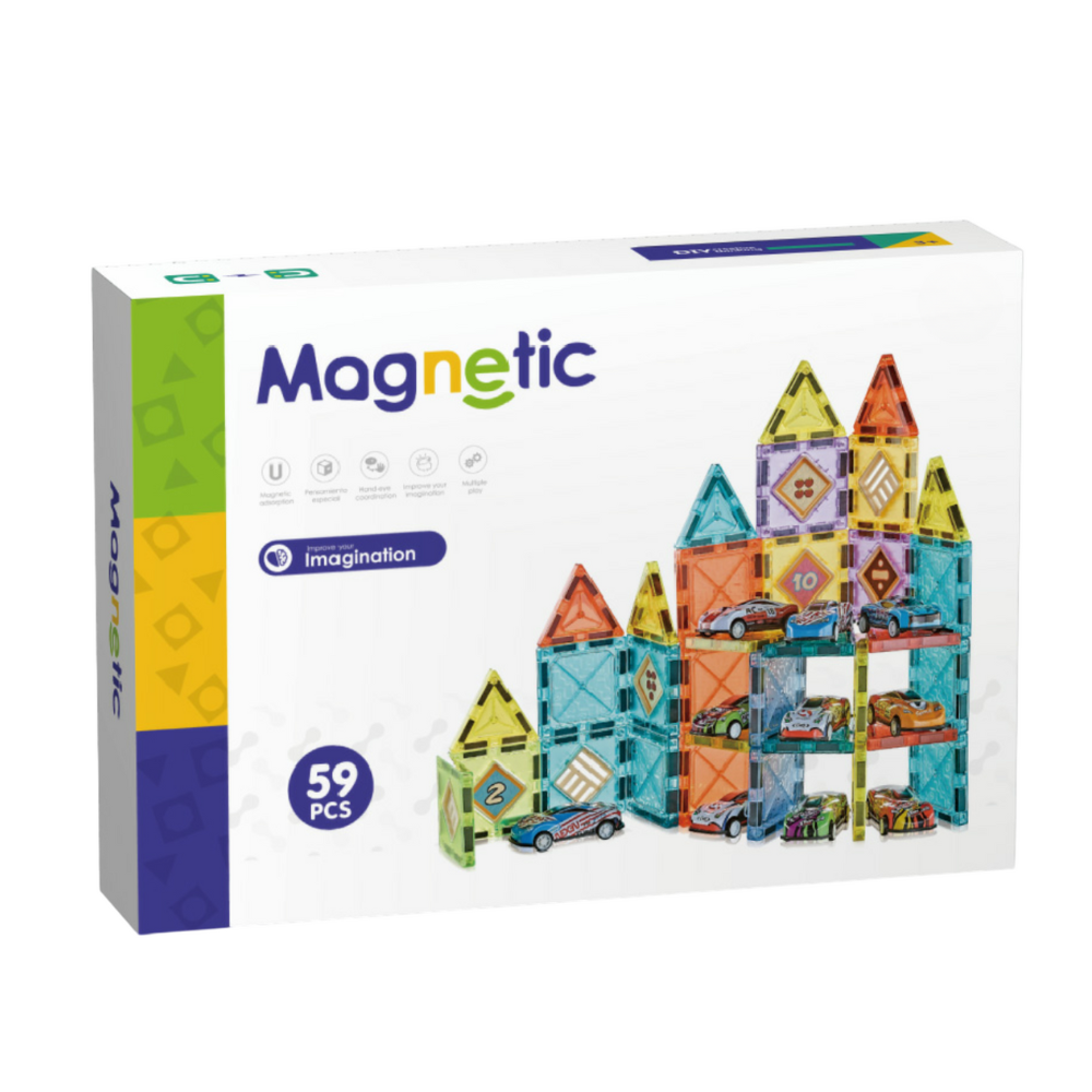 Joc magnetic - Parcarea masinutelor 59 piese (5.5 cm)