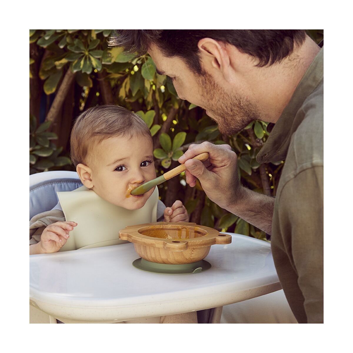 Miniland Bamboo Frog Spoon and Bowl Set FCS100%