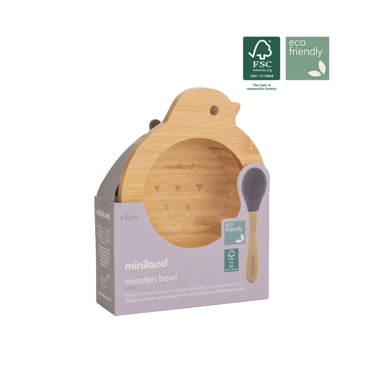 Miniland Bamboo Chick Spoon and Bowl Set FCS100%