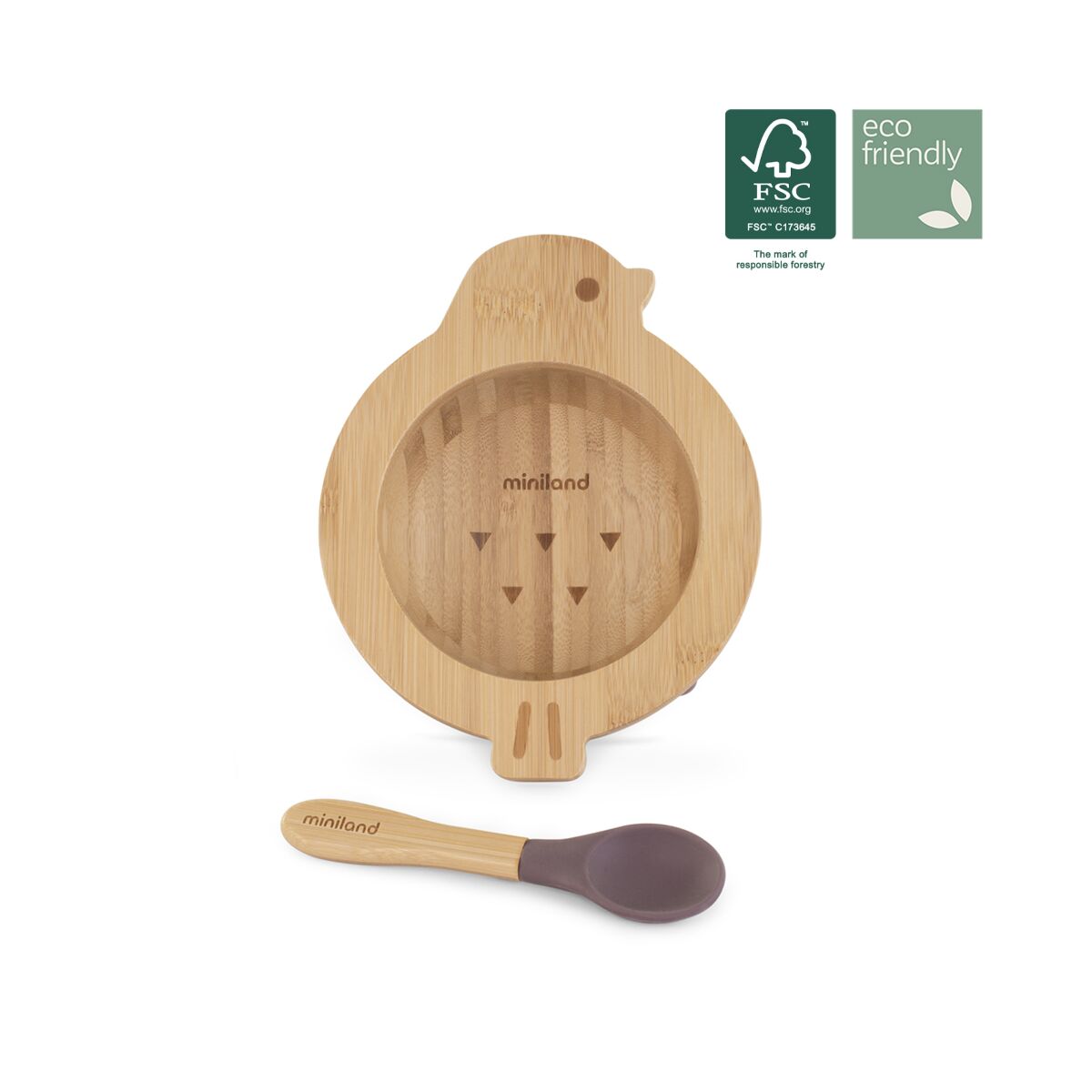 Miniland Bamboo Chick Spoon and Bowl Set FCS100%