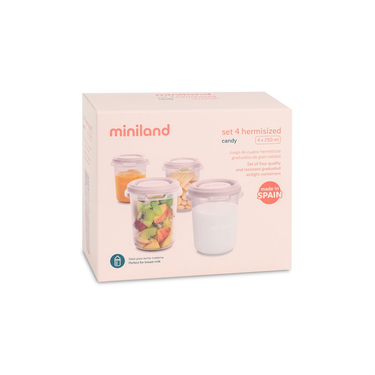 Set 4 recipiente gradate Miniland Candy 250 ml