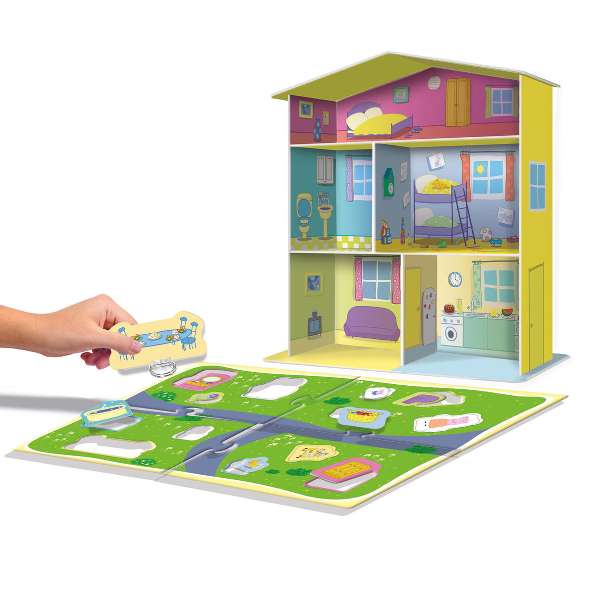 LISCIANI Casuta 3D Peppa Pig din carton cu mobilier 3D, set de construit pentru copii 3-6 ani