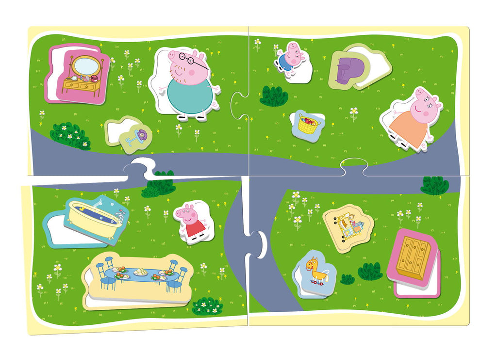 LISCIANI Casuta 3D Peppa Pig din carton cu mobilier 3D, set de construit pentru copii 3-6 ani