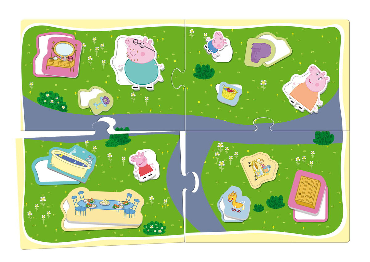 LISCIANI Casuta 3D Peppa Pig din carton cu mobilier 3D, set de construit pentru copii 3-6 ani