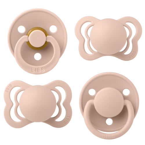 BIBS Set 4 suzete Try-it collection 0 luni+ Blush tetina latex si silicon rotunda anatomica simetrica