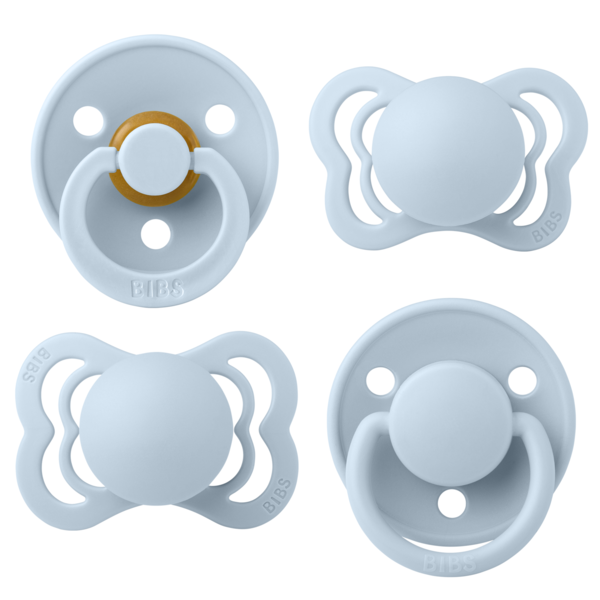 BIBS - Set 4 suzete Try-it collection 0 luni +-Baby Blue