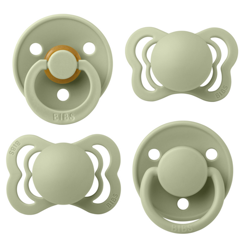 BIBS Set 4 suzete Try-it collection Sage 0 luni+ tetina din latex si silicon rotunda anatomica simetrica