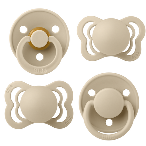 BIBS Set 4 suzete Try-it collection Vanilla, 0-6 luni, tetina din latex si silicon, fara PVC BPA