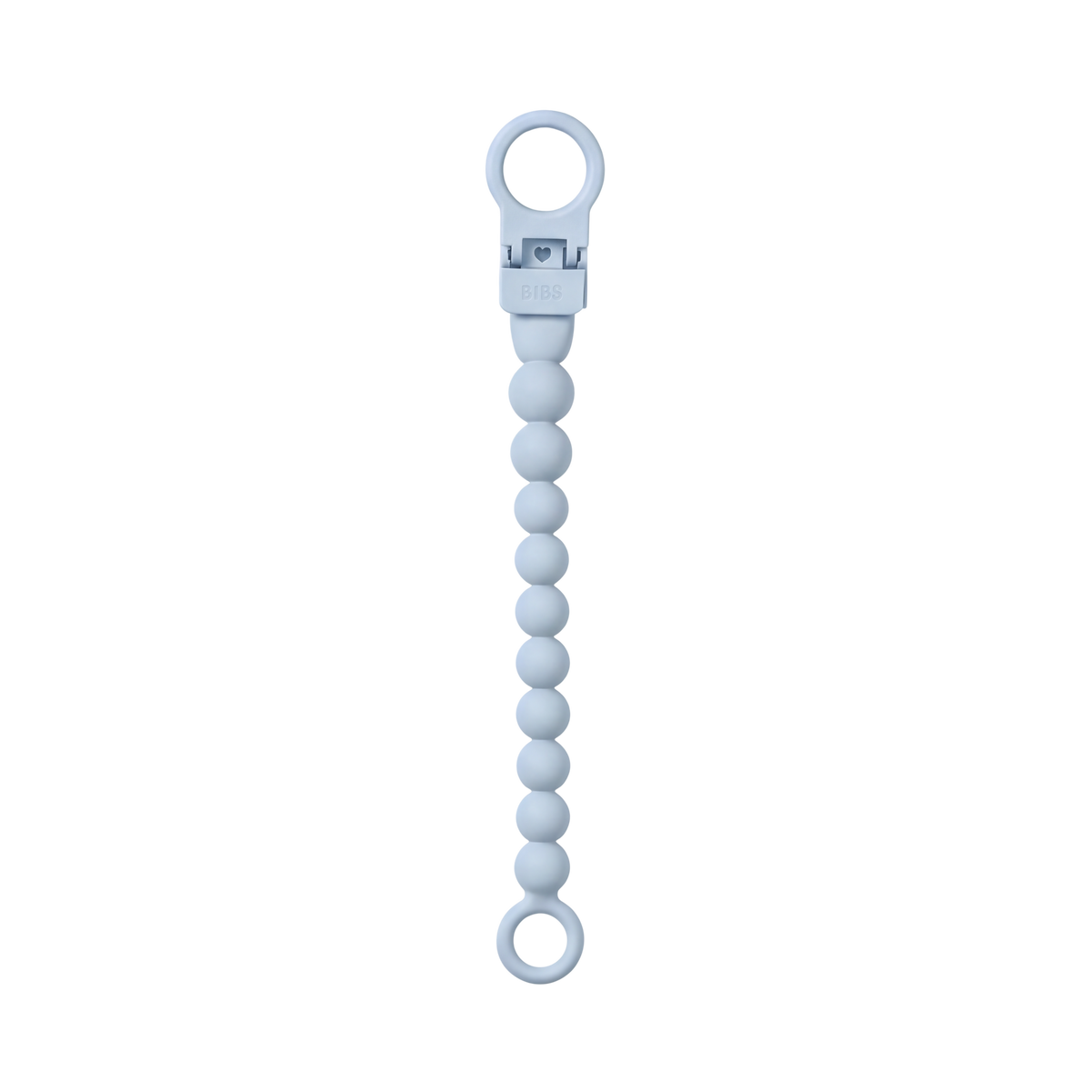 BIBS Clip pentru suzeta Beaded cu margele din silicon Baby Blue, actionare cu o singura mana