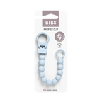 BIBS Clip pentru suzeta Beaded cu margele din silicon Baby Blue, actionare cu o singura mana