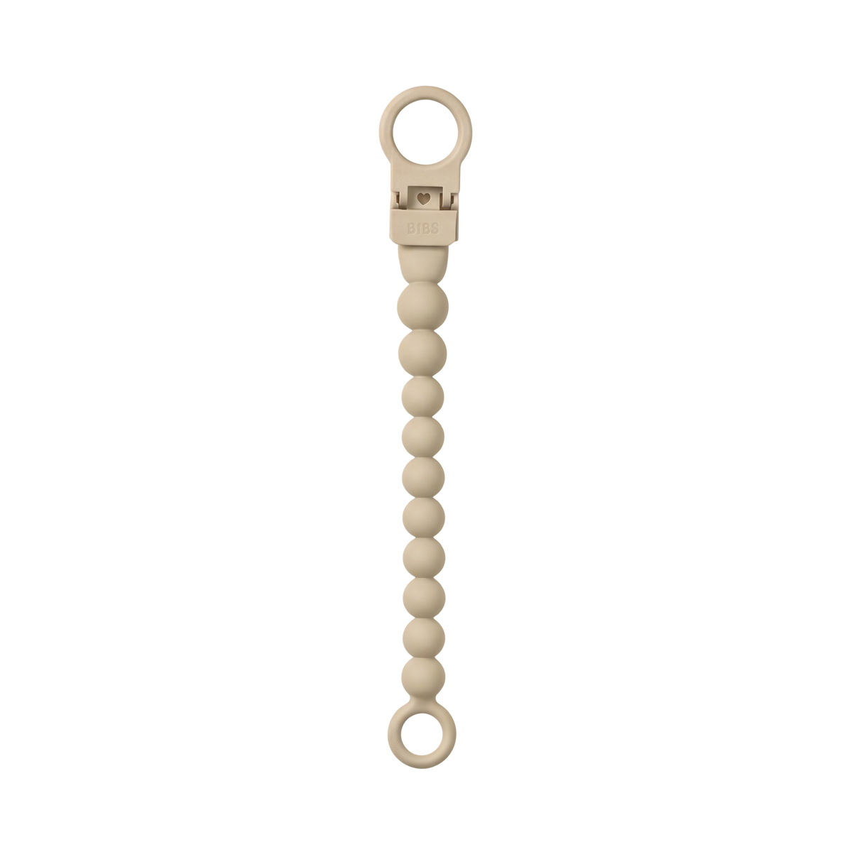 BIBS Clip pentru suzeta Beaded cu margele din silicon Vanilla, actionare cu o singura mana