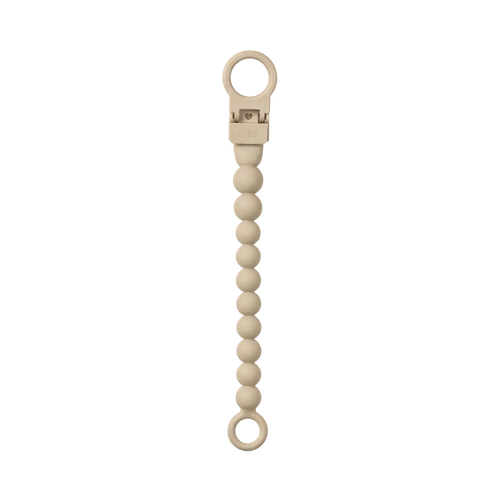 BIBS Clip pentru suzeta Beaded cu margele din silicon Vanilla, actionare cu o singura mana