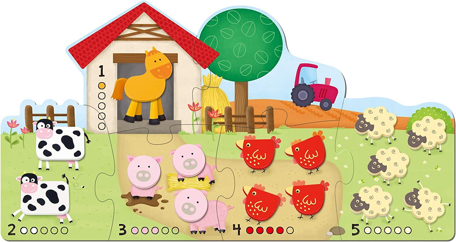 Puzzle - Numaram animalele de la ferma ( 6 piese)
