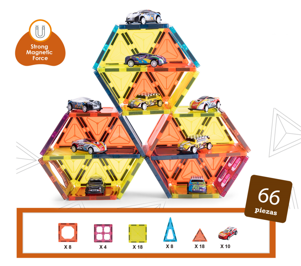 Joc magnetic - Parcarea masinutelor 66 piese (7.5 cm)