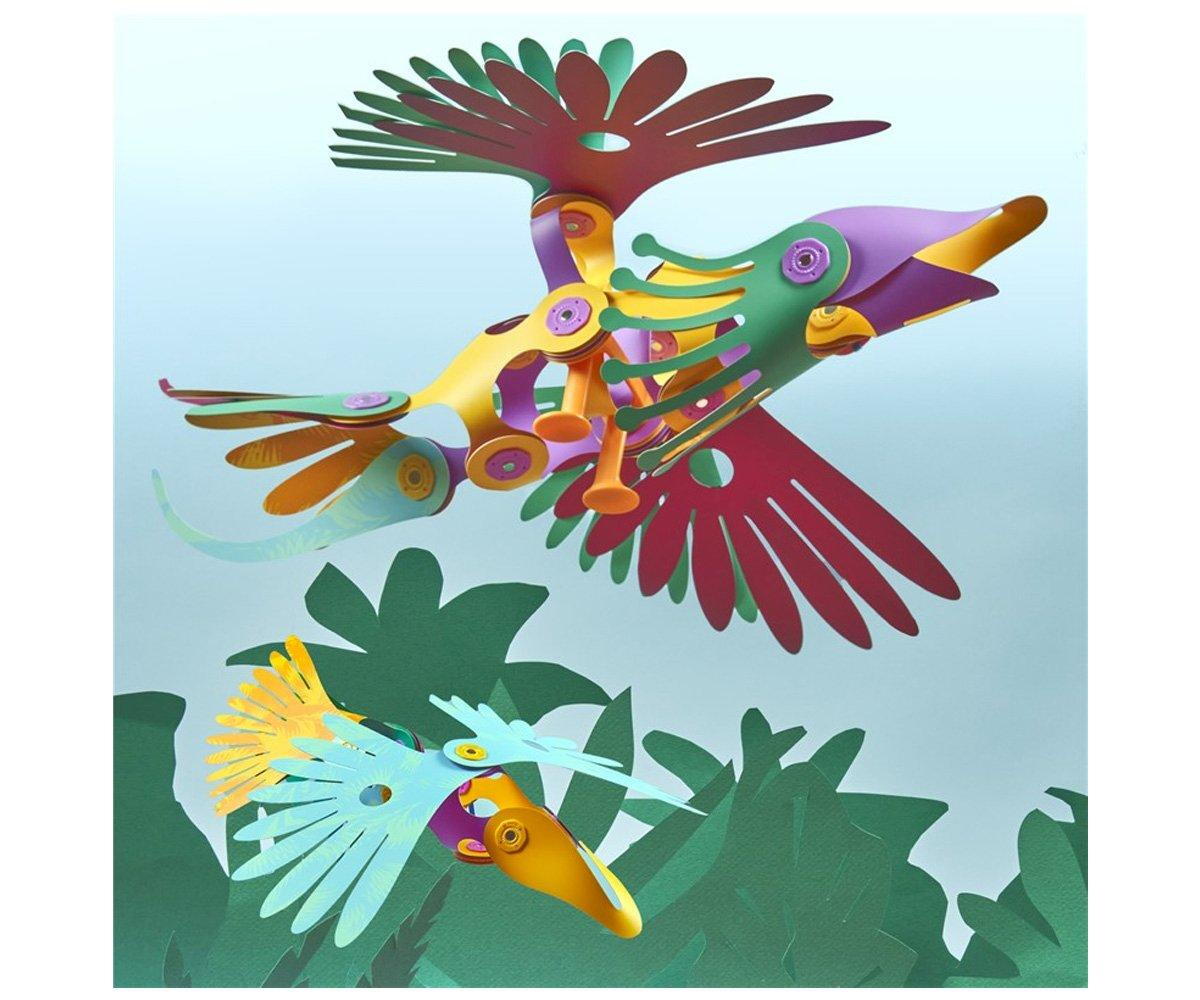 Clixo® joc magnetic de construit - Pasari tropicale (22 piese)