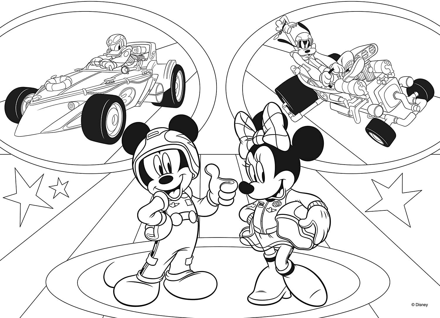 Puzzle de colorat - Mickey in cursa (24 piese)