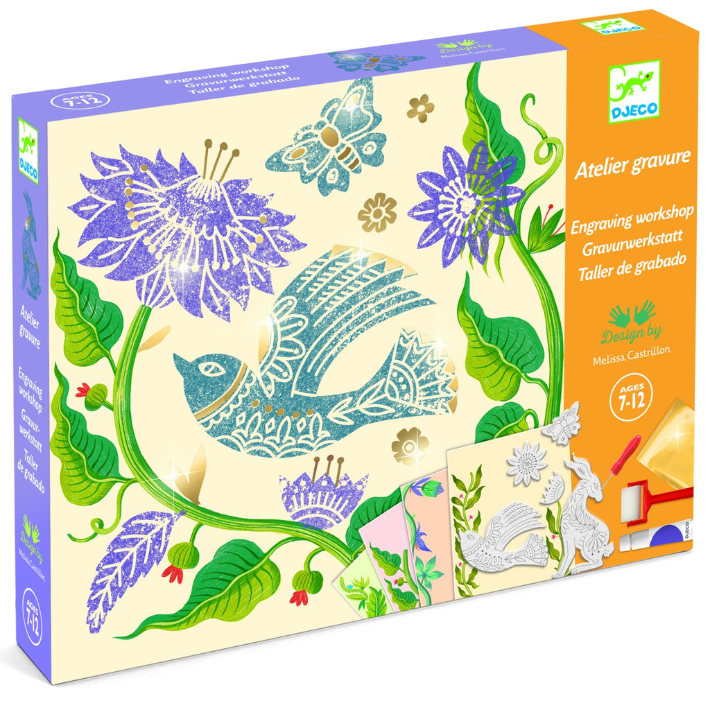 Atelier creativ de gravura Pasiune pentru flori, Djeco