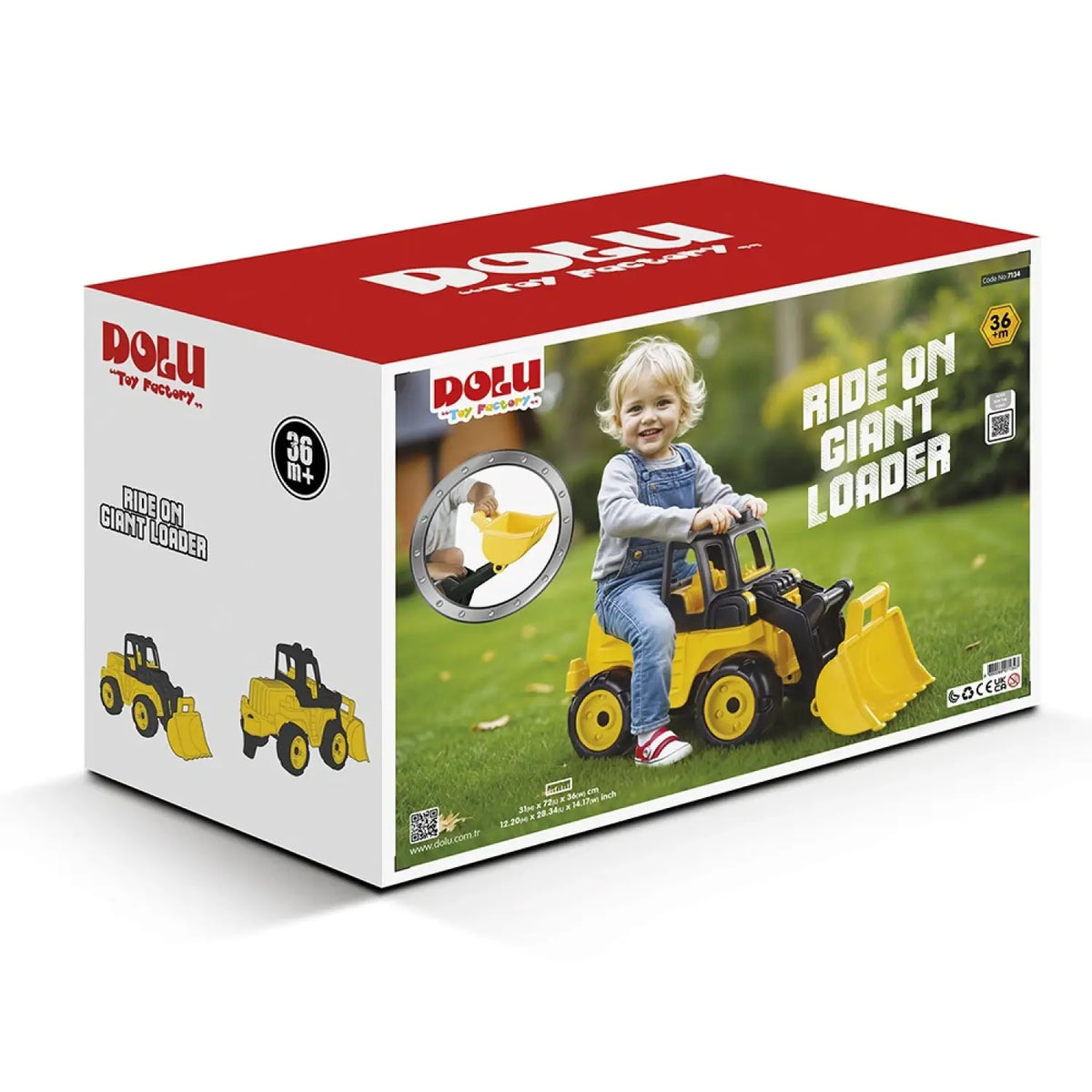 DOLU Buldozer pentru copii 72 cm din plastic, 3 ani+, conform EN71 si ASTM F963
